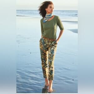 Peruvian Connection Floral Nikki Cropped Ankle Trouser Boho Pants in Size 10 EUC